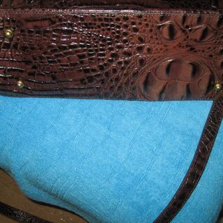 BRAHMIN ハンドバッグ　オーストリッチ風　こげ茶　本革の画像