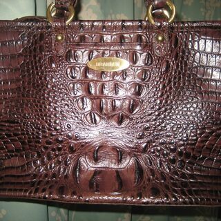 BRAHMIN ハンドバッグ　オーストリッチ風　こげ茶　本革