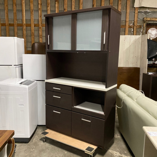 7/11 終 NITORI キッチンボード セパレート 食器棚 ダークブラウン キッチン 収納棚 ニトリ 菊KK