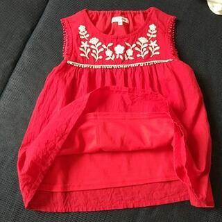 GLOBAL WORK ノースリーブ刺繍チュニックブラウス＋タグ付きタンクトップ 110cm 120cm 130cm 吸湿速乾 の画像