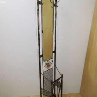jtp-0248　ミラー付き傘立て　アイアン　薔薇　傘　雨具　鏡...