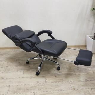 アイリスプラザ オフィスチェア ハイバック リクライニング 170度 レザー フットレスト 肉厚クッション ブラック H-8800F