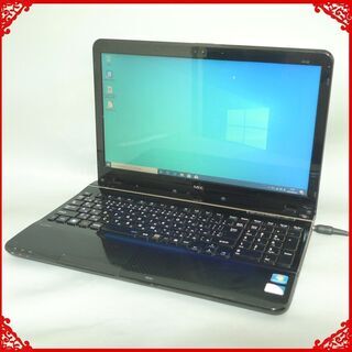 高速SSD搭載 レッド色 ノートパソコン 中古良品 15.6型 NEC PC-LS150ES6R Pentium 4GB DVDRW 無線LAN Wi-Fi Windows10 LibreOffice済