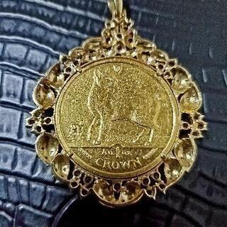 1オンス　1OZ ペンダント　エリザベス ペンダントトップ K24 枠K18 色石2.11ct　ダイヤ0.30ct　44.6gの画像