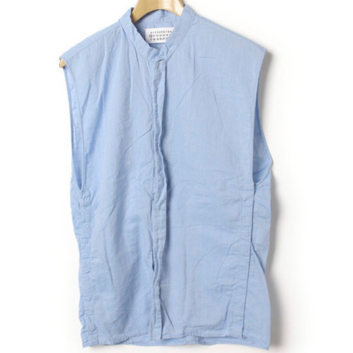 希少◆Margiela マルジェラ ノースリーブ シャツ 44水色 Maison Martin Margiela マルタンマルジェラ 古着 正規品 ギャルソン ジルサンダー