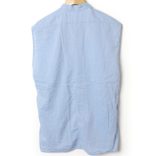希少◆Margiela マルジェラ ノースリーブ シャツ 44水色 Maison Martin Margiela マルタンマルジェラ 古着 正規品 ギャルソン ジルサンダー