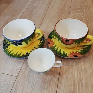 値下げ済　南イタリア購入　カフェオーレカップ&ソーサー