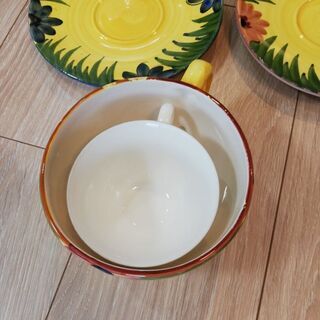 値下げ済　南イタリア購入　カフェオーレカップ&ソーサーの画像