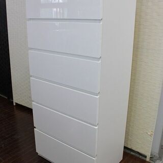 hニトリ ハイチェスト(クエス 60-6HC WH) 幅60 NITORI 収納家具 店頭引取歓迎 R3614)
