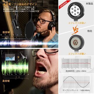 今すぐ始められる実況向けセット USBコンデンサーマイク スタンド二種、ポップガードの画像
