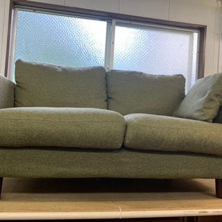 【リサイクルサービス八光】幅120cm　グリーングレー　2人掛けソファ リサイクルショップ八光 田上店 配達・設置OK】グリーン 2人掛けソファ