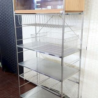 h無印良品 ステンレスユニットシェルフ ステンレス棚 ガラス引き戸