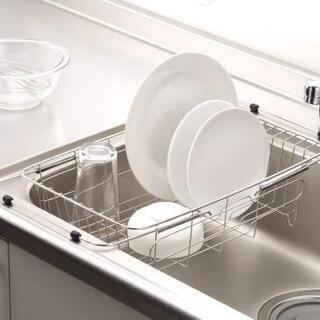 未使用☆パール金属 ラクエラ ステンレス製 スライド式 水切り バスケット ステンレストレー付 H-6619

の画像