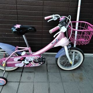 早い者勝　子供用自転車１４インチ　補助輪＋コントロールバー付　ミ...