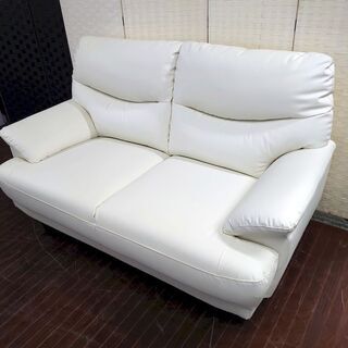 hニトリ 2人用合皮ソファ Nシールドキャッツ3 IV アイボリー