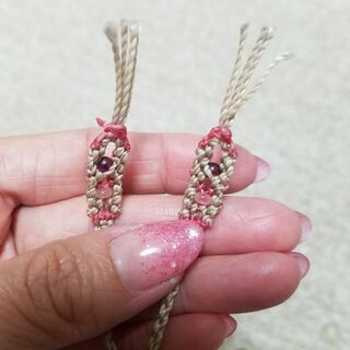 マクラメ☆インカローズ☆ガーネット☆ローズクォーツ☆1点物☆の画像