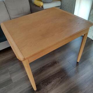 【値下げ】伸長式テーブル 2段階（90cm/130cm）でサイズ変更可能 日進木工 nissinの画像