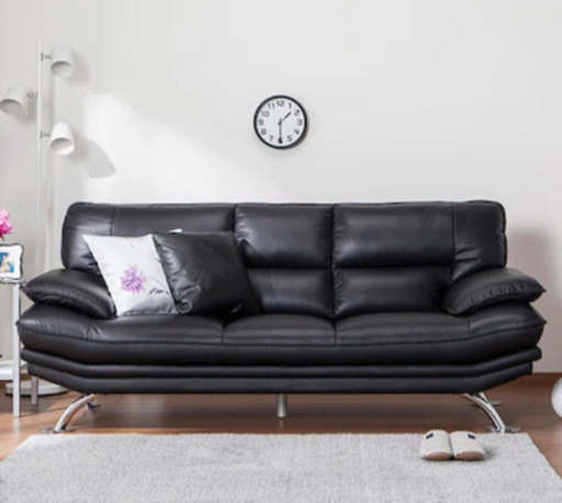 ニトリ 二人用　本革ソファ　ダークブラウン×ブラック