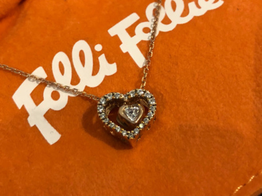 フォリフォリ　ピンクゴールドネックレス　ハート　10k 金　ダイヤモンド　美品