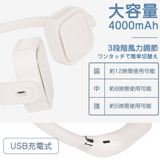 【新品未使用】首掛け扇風機 3段風量調節 ミニ扇風機 羽根なし ...