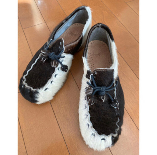 【値下げ★美品】JENNIFER SWII ハラコのスリッポン　モノクロ