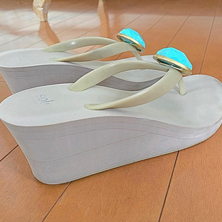 soleil バースデー　ビーチサンダル　ハイヒール　ターコイズの画像