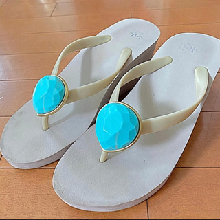 soleil バースデー　ビーチサンダル　ハイヒール　ターコイズの画像