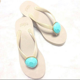 soleil バースデー　ビーチサンダル　ハイヒール　ターコイズの画像