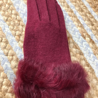 アンゴラ手袋ボルドー☆未使用の画像