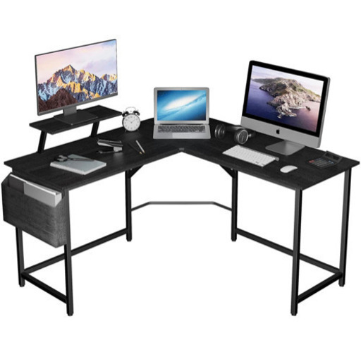 【新品未開封】 l字デスク サイドポケット・アジャスター付き 勉強机 デスク パソコン デスク 組立簡単