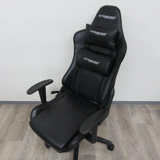 8/2 販売済 GTRACING ゲーミングチェア オフィスチェア リクライニング ハイバック ヘッドレスト フットレスト ランバーサポート ひじ掛付 PUレザー 菊TK