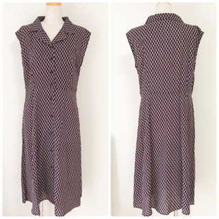 【定価 6,490 円】☆新品☆レイカズン 難あり 小紋柄開襟ノースリワンピースの画像