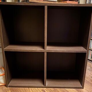 4マスレコードラック DULP400・木目 (LP約400枚収納...