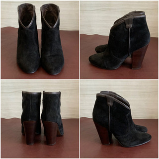 ASH【23㎝位】ヌバックショートブーツ☆クリーニングお手入れ済の画像