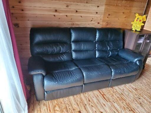 売切)電動リクライニングソファーセット本革
