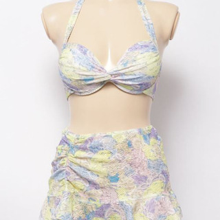 新品未使用　Aimoha　 花柄フリルビキニ 水着　ブルー系