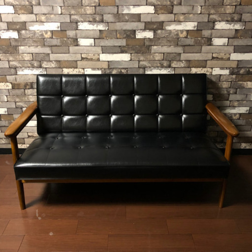 カリモク60 Kチェア　2シーター　スタンダードブラック　座面割れなし　新入荷