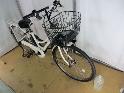 ★中古電動自転車★Ｂ361　ブリヂストン　Assista polku ホワイト　5.0ah 前後タイヤ新品【26インチ】