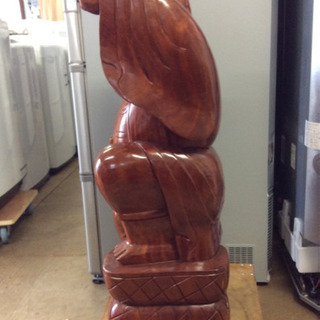 【引き取り限定】 木彫り 七福神 恵比寿様 作者不明 全高:約820mm 頭部に割れあり中古品の画像