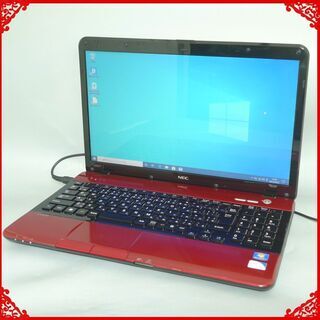 新品SSD-256G レッド色 ノートパソコン 中古動作良品 15.6型 NEC PC-LS150FS1TR Pentium 4GB DVDRW 無線LAN Windows10 LibreOffice済