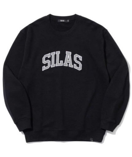 希少◆SILAS サイラス ロゴ スウェット トレーナー クルーネック プルオーバー Sブラック 古着 正規品 シュプリーム オーラリー カラー