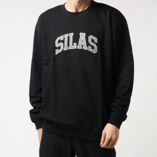 希少◆SILAS サイラス ロゴ スウェット トレーナー クルーネック プルオーバー Sブラック 古着 正規品 シュプリーム オーラリ