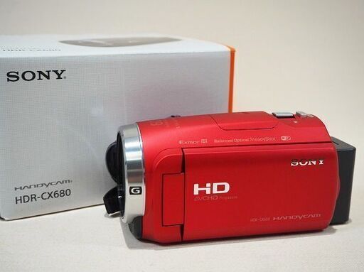 【苫小牧バナナ】SONY/ソニー デジタルビデオカメラ ハンディカム HDR-CX680 レッド 空間工学手ブレ補正 229万画素 動作OK♪