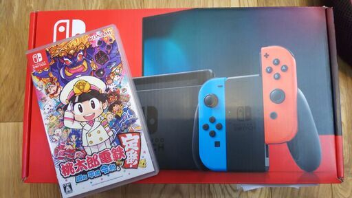 Nintendo Switch ネオンレッド/ブルー 新型 保証書期間内　桃鉄ソフトも有☆