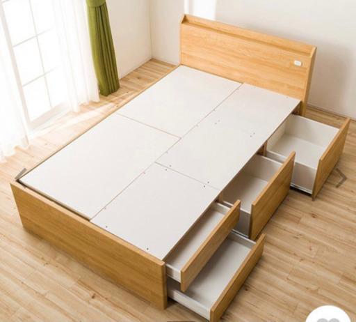 ニトリ　セミダブル ベッドフレーム(ジオ チェスト40/LBR)