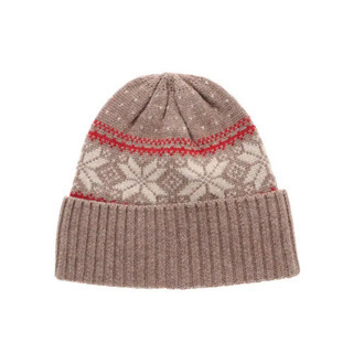 新品未使用　Samansa Mos2　ジャガード柄ニット帽　モカの画像