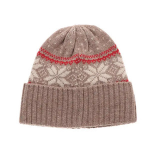 新品未使用　Samansa Mos2　ジャガード柄ニット帽　モカの画像