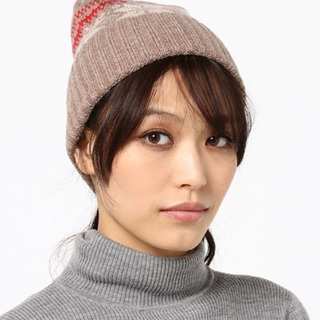 新品未使用　Samansa Mos2　ジャガード柄ニット帽　モカの画像