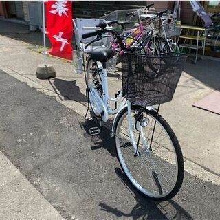 美品 ファミリーサイクル 26インチ ホワイト チャイルドシート付