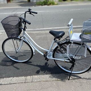 美品 ファミリーサイクル 26インチ ホワイト チャイルドシート付 SEKINE 自転車 ホワイト 幼児用座席 Bell Fast ライト付き ベル付☆ PayPay(ペイペイ)決済可能 ☆ 札幌市 白石区 東札幌 アウトレットモノハウス白石店 美品 ファミリーサイクル 26インチ ホワイト チャイルドシート付